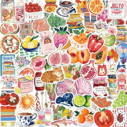 Ruispeed 100 Stück Vintage-Aufkleber – Coquette Ästhetik mit süßen Essensmotiven, wasserfeste Sticker für Journaling, Scrapbooking, Tagebuch, für Erwachsene.