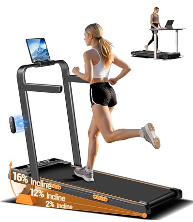 LONTEK Laufband für Zuhause Klappbar mit Steigung 16% | 10km/h Elektrisches Laufbänder mit Griff Klappbares, 3.0HP Treadmill Walking Pad for Home, Belastung 159KG