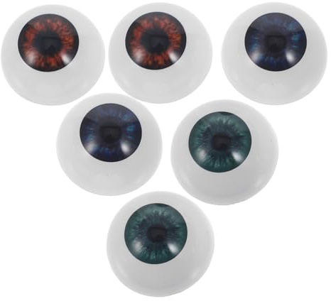 Gadpiparty 3 Pairs 22Mm DIY Acrylic Eyes for Dolls Puppets Masks – Realistic Brown, Green Dark Blue Eyeball Craft Inserts for Halloween Props and Plush Making