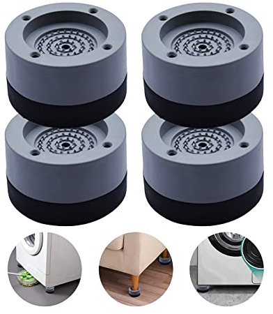 Riuulity Hochwertige TPU-Klebe-Waschmaschinen-Basispolster, 4er-Set, Grau, Stoßdämpfung, 1,57 Zoll Höhe, für Waschmaschinen/Haushaltsgeräte/Möbel