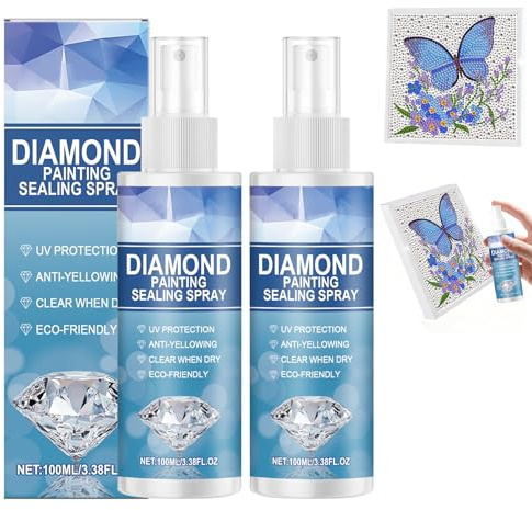 2 Stück 100ml Diamond Painting Versiegelung Spray Diamant Painting Versiegelung Starke Haftung Transparent Rückstandsfrei Erhält Einen Funkelnden Glanz Gilt Für Edelsteinmalerei Kunsthandwerk