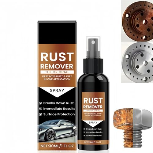 30ML Fast-Acting Rust Remover Spray for Metal & Cars,Rust Converter with Corrosion Protection,Multipurpose Rust Remover Spray for Cars,Rust Converter Spray & Heavy Duty Metal Cleaner