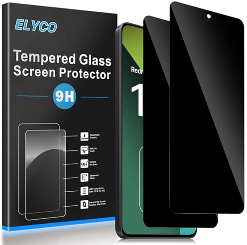 ELYCO Cristal Antiespia para Redmi Note 13/Note 13 Pro 4G/5G, 2 Piezas | Protectora de Pantalla Privacidad, 9H Dureza Cristal Templado, Anti-Rasguños, , Sin Burbujas