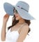 Adrinfly Chapeau de paille pliable à large bord pour femme - Accessoire de plage - Protection UV UPF 50+, bleu marine, Taille unique