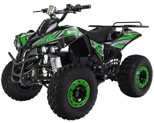 Actionbikes Motors Kinder Quad Elektro ATV S-10 | 𝟒𝟖 Volt 𝟭𝟬𝟬𝟬 Watt Motor bis 𝟐𝟬 km/h - Kinderquad - Pocket Quad - Miniquad - Scheibenbremsen - Für Kinder ab 8 Jahren (Schwarz/Grün)