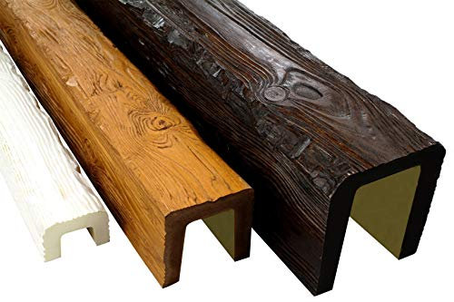 DECO WOOD Muster Deckenbalken Holzoptik aus PU - Holzimitat rustikal Balken Dekobalken Zierbalken (15cm ED106 Weiß)