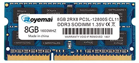 8GB PC3-12800S DDR3L 1600MHz 1.35V CL11 2Rx8 Dual Rank 204 Pin Unbuffered Non-ECC SODIMM Laptop/Notizbuch Arbeitsspeicher Module Upgrade
