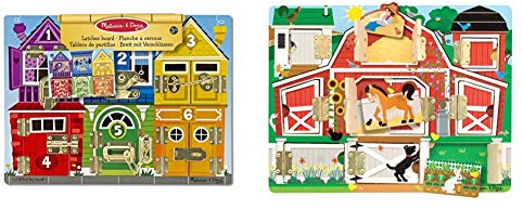 Melissa & Doug Latches Board | Developmental Toy | Motor Skills | Problem Solving | 3+ | Gift for Boy or Girl & Hide & Seek Farm
