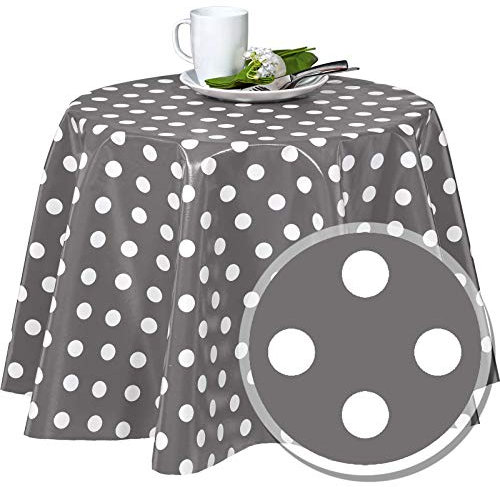Melody Wachstuch von der Rolle 200 x 140 cm eckig Punkte grau #1150-20