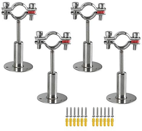 DEDC 2 Pcs Stainless Steel Ceiling Wall Mount Adjustable Pipe Bracket Pipe Clamps for Ø 25mm-27mm (3/4 Inch) (4 Pcs)