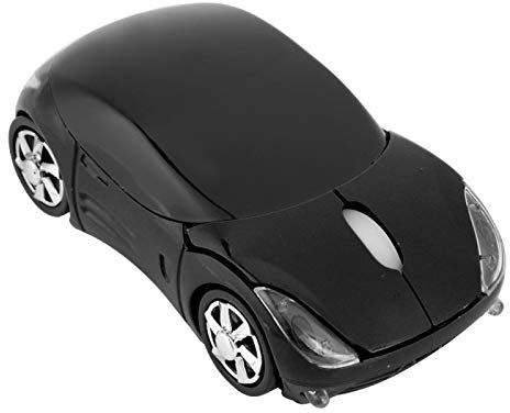 Dpofirs 2.4G Auto geformte drahtlose Maus, 1600DPI optische Maus, 2.4GHz drahtlose Übertragung, 3 Tasten mit Scrollrad, für PC Laptop Tablet Gaming Office(schwarz)