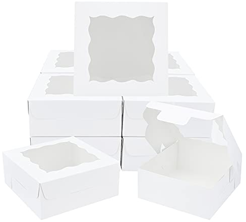 nbeads 15 Pcs Boîtes en Papier Kraft avec Fenêtre, 15x15x6.1cm Boites Gâteaux Boîtes d'emballage Cadeau Boite Cupcakes Boite Pâtisserie pour Proposition de Fête d'anniversaire de Mariage