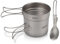 Lixada Juego de Utensilios de Cocina de Titanio Ultraligero para Acampar Al Aire Libre,Olla de 900 ml / 1100 ml,Sartén de 350 ml con Spork Plegable