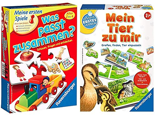 Ravensburger 21402 - was passt zusammen? - Puzzelspiel für Kinder & Mein Tier zu Mir - Puzzelspiel für die Kleinen - Spiel für Kinder ab 1 und 1/2 Jahren, Spielend erstes Lernen für 1-4 Spieler