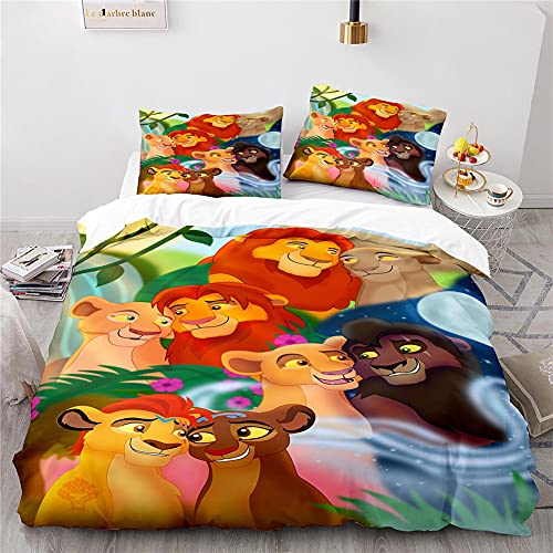 Agmdno Der König Der Löwen 3D Bettwäsche Set Bettbezüge Kissenbezüge Lion Simba Kinder Zimmer Dekor Tröster Bettwäsche-Sets Bettwäsche (A02,135x200cm+80x80cmx1)