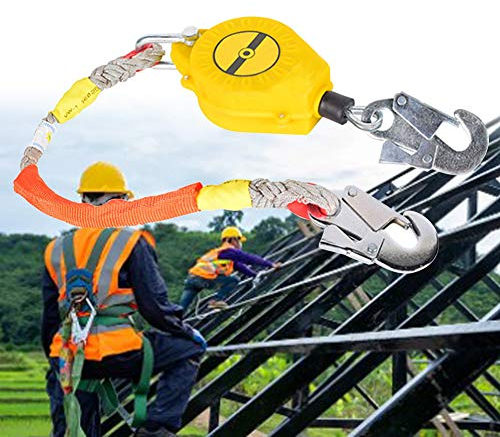 DBZDM Absturzsicherung Einziehbar, Höhensicherungsgerät 3m, Fallschutz Bremsgerät für Dach BAU Luftarbeiten Baustativ, Sicherheitsgurt Kit für Klettern