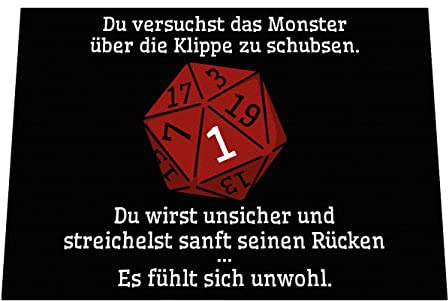 clothinx Fußmatte Epischer Patzer - Pen and Paper Rollenspiel - für Rollenspieler - Dungeonmaster - Abenteurer - Fantasy - Geschenkidee für Rollenspieler und DND - rutschfest - Außen und Innen