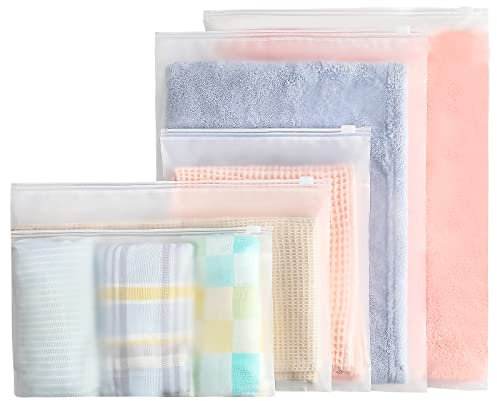 Travel Storage Bags Set Resealable Bags Plastic Waterproof Zip-lock Bags Space Saver Bags Luggage Organizer Travel Pouch Storage for Clothes Mix Sizes (15 Pcs-5 Sizes*3)