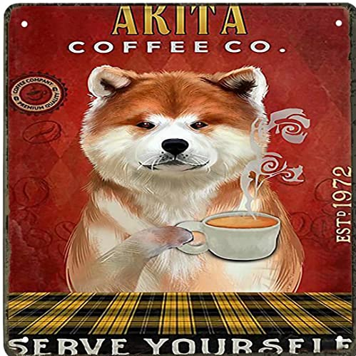 Metall-Blechschild Retro-Wanddekoration Coffee Company Akita Poster, Metallschild Heimdekoration Wandkunst Dekoration für Garage Bar Restaurant Küche Cafe Pub 30,5 x 30,5 cm Vintage Wand Home Decor