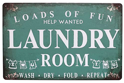 Wandschild mit Aufschrift Laundry Room Loads of Fun, Vintage-Blechschild