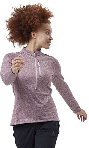 Odlo Damen Langarm Shirt mit halben Reißverschluss TENCIA, Raspberry Fudge Melange, XS