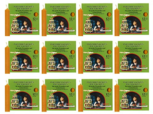 OLShop AG Knox Pyramidenkerzen Natur, 12er Pack (12 x 12 Stück), Größe: ca. 17 x 100 mm Weihnachtskerzen
