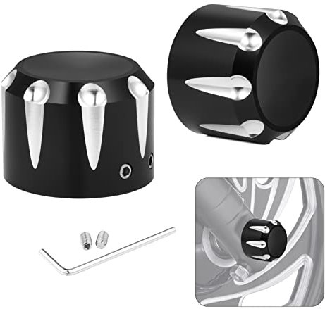 ANONEMOTO Black Front Axle Nut Cover Cap, Front Fork Cap Nut Cover Compatible for Harley Davidson 2002-2024 Softail Dyna Iron 883 Electra Glide Road Glide Street Glide Sportster Heritage Springer