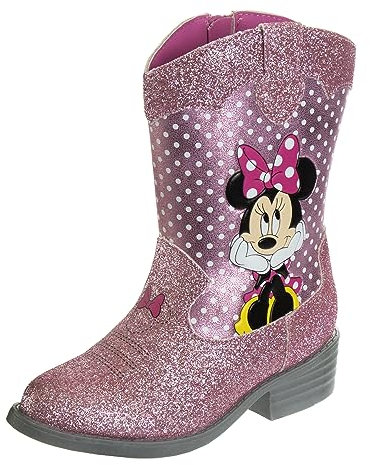 Disney Frozen Boots – Minnie Mouse Cowgirl – Stivali western (bambino piccolo), Glitter rosa, 28 EU