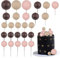 Gyufise 30Pcs Mini Balloon Cake Topper Brown Foam Ball Cake Topper Decorations Faux Pearl Balls DIY Cake Insert Topper Baking Decoration for Wedding Baby Shower Girls Boys Birthday Party Supplies