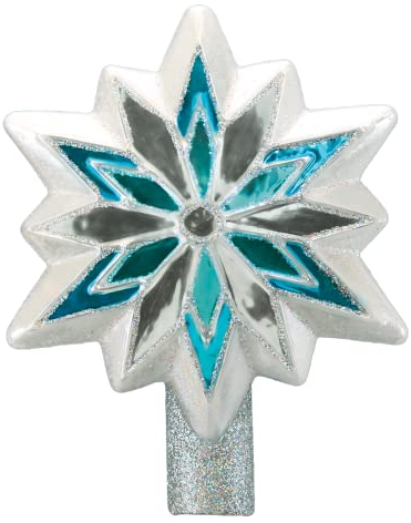 Old World Christmas Schneeflocke Baumspitze Glas geblasen Ornament für Weihnachtsbaum