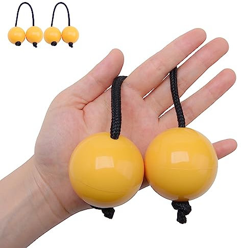 2 Pairs Aslatua Shakers, Kashaka Musical Percussion Instrument African Asalato Shaker Rhythmic Balls, Yellow