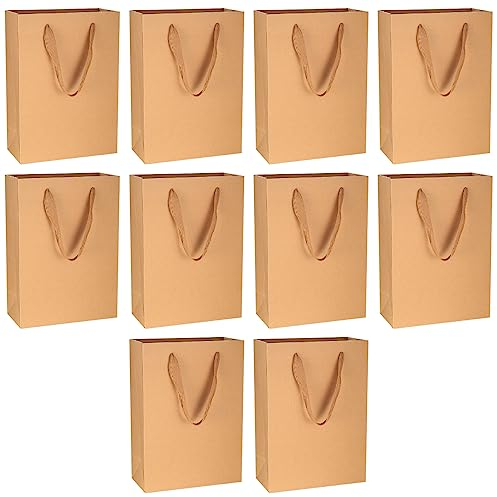 10Stück Kraftpapiertüten, Geschenktaschen Einkaufstüten Beutel mit Griffen, Geburtstagsfeiern, Geschenke, Einkaufen, Einzelhandel, Geschenke Tüten Halloween Candy Bags (Braun 10 Stück)