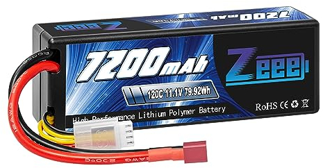 Zeee 3S Lipo Batterie 11.1V 120C 7200mAh RC Batterie avec Prise Deans T pour Voiture RC Camion RC Voiture Bateau Camion truggy RC Hobby