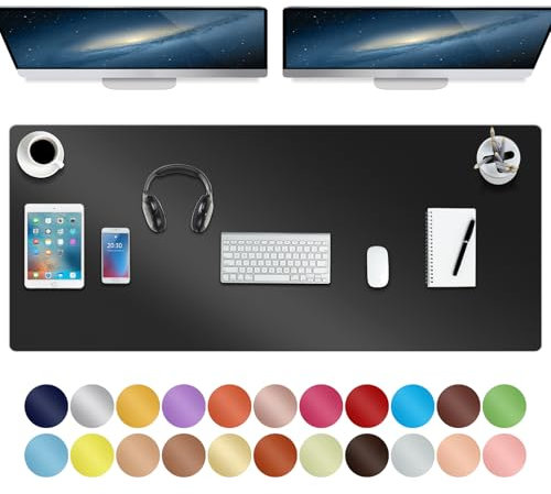 Leder-Schreibtischunterlage, 47 x 24 XXX Große Business-Schreibtischunterlage, Wasserdichte Schreibtischunterlage für den Desktop(XXXL-Black)