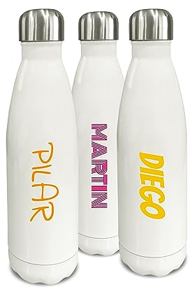 LolaPix Botella de agua. Garrafa térmica. Botella personalizada con nombre. Botella acero inoxidable. Botella termica de doble capa. Libre de BPA, filatos y metales pesados. Capacidad 750ml