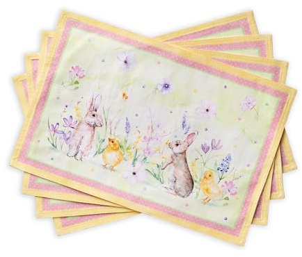 Maison d'Hermine Platzsets 100% Baumwolle (33cm x 48 cm, 4er-Set) | Waschbar wiederverwendbar für Zuhause Küche Esszimmer Party Hochzeit Restaurant Frühjahr Sommer - Easter Zest