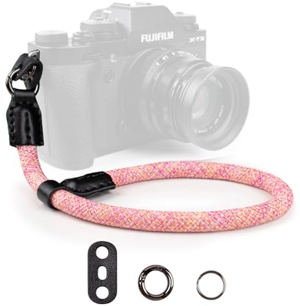 VOVMOEYA Rope Camera Wrist Strap,Camera Hand Strap Sony A6400 A6000 A7 IV Fujifilm X100V Nikon Zf Z30 Canon EOS R6 R7 R8 R10 Camera Wrist Straps for dslr(Camo Pink)