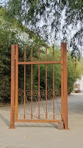Edelrost Gartentor inkl. Pfosten aus Metall Rost Handarbeit inkl.Türschloss DIN: Links (032194-2L: B101 H180cm)
