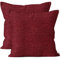 Encasa XO Feine Chenille-Kissenbezüge 2-teiliges Set - Red 1-60x60 cm Strukturiertes, einfarbiges, weiches und glattes dekoratives Kissen mit quadratischem Akzent für die Couch