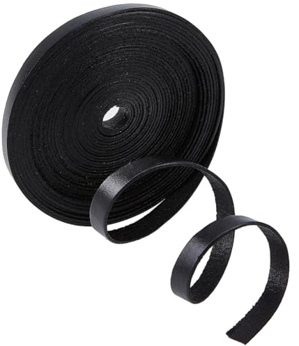 GORGECRAFT 5m Echte Lederstreifen 8mm Breit Flaches Lederband 1mm Dick Schwarzes Lederband Rindslederschnur Flechtfaden Seil Für Armbänder Halsketten Schmuckherstellung Gürtel DIY-Bastelwerkstatt