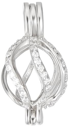 Beebeecraft 1 boîte 1 pièces Breloque Cage à Billes en Argent Sterling Perles de Zircon Cubique et Pendentif en Pierres Précieuses Serti de Médaillons Faits à la Main Breloque