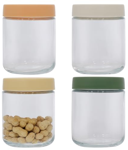 MEETGIFT 4 Pack 16.9 Oz Overnight Oats Gläser,Joghurtgläser Mit Deckel 500ml,Schraubgläser Mit Deckel,Einmachgläser Mit Schraubdeckel Meal Prep Glas Mason Jar,Als Gurkenglas, Marmeladenglas