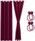 Cozyor Verdunklungsvorhänge Gardinen 2er Set mit Magnet-Raffhalter Thermogardine gegen Kälte 100% verdunkelnd, rot Berry, Gardine mit Ösen für Schlafzimmer, Wohnzimmer, Kinderzimmer 240x135 cm