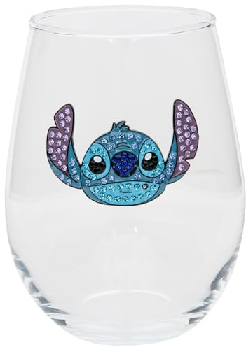 Jerry Leigh Lilo & Stitch Verre à vin sans pied Motif visage en strass