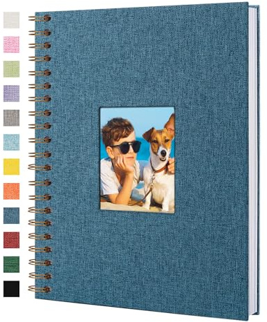 Fotoalbum zum Selbstgestalten Leineneinband, 20x28 cm 20 Blätter 40 Seiten | weißem Kraftpapier-Seiten, Fotobuch Scrapbook Hochzeit Reisen Gästebuch Weihnachten Baby Shower Familie Erinnerungen