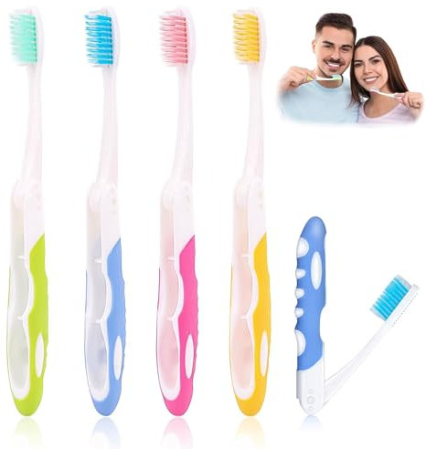 Reise Zahnbürste Faltbare Reisezahnbürste Weiche Borsten Zahnbürste Klappbare Reisezahnbürste Tragbare Zahnbürste für Erwachsene faltbaren Reisezahnbürsten Für Reisen Camping Wandern, 4 Stück