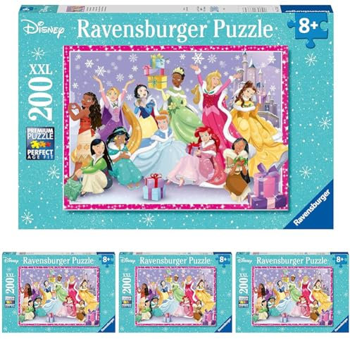 Ravensburger 13385 Disney Princess Christmas Jigsaw Puzzle for Kids Age 8 Years Up-200 Pieces XXL (Pack of 4)