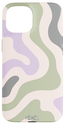 Salbeigrün Retro Liquid Swirl Abstraktes Muster Lila Telefon Hülle für iPhone 15
