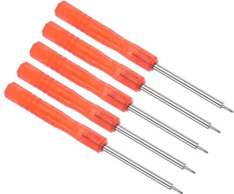 CoCud Tiny Phillips Screwdriver, 1.2mm Size 85mm Length, Steel Cross Head Screw Driver with Non-Slip Red Grip - (Applications: for Eyeglasses Watches Electronics Computer), 5pieces
