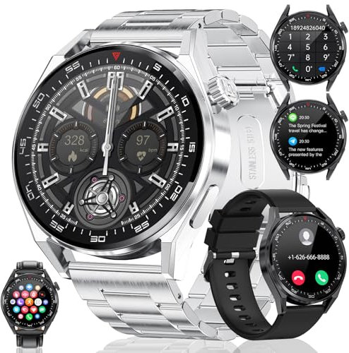 LIGE Smartwatch Uomo con 3 Cinturini,1.39 Orologio Smartwatch Chiamate e Assistente Vocale,Smart Watch con Cardiofrequenzimetro,Monitor del SpO2/Sonno,100+ Modalità Sportive Fitness Tracker